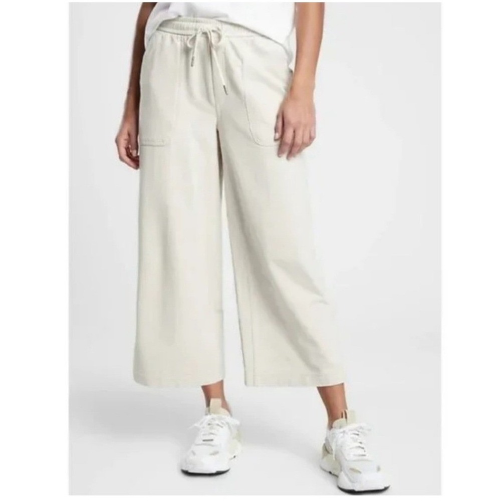 NWT Athleta Farallon Heathered Wide Crop Pants in Oatmeal Heather Size 24